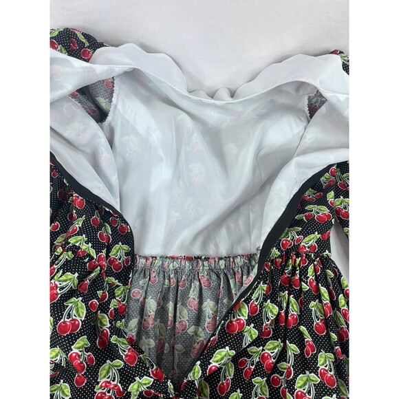 Handmade retro cherry print dress with Peter Pan collar rockabilly pinup style s - Picture 5 of 8